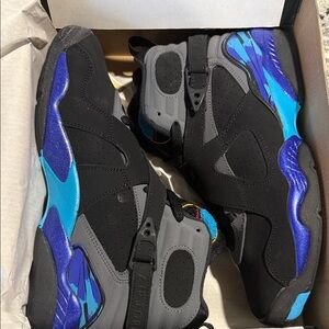 Jordan 8 Retro “Aqua” GS Kids Black and Blue Sneakers